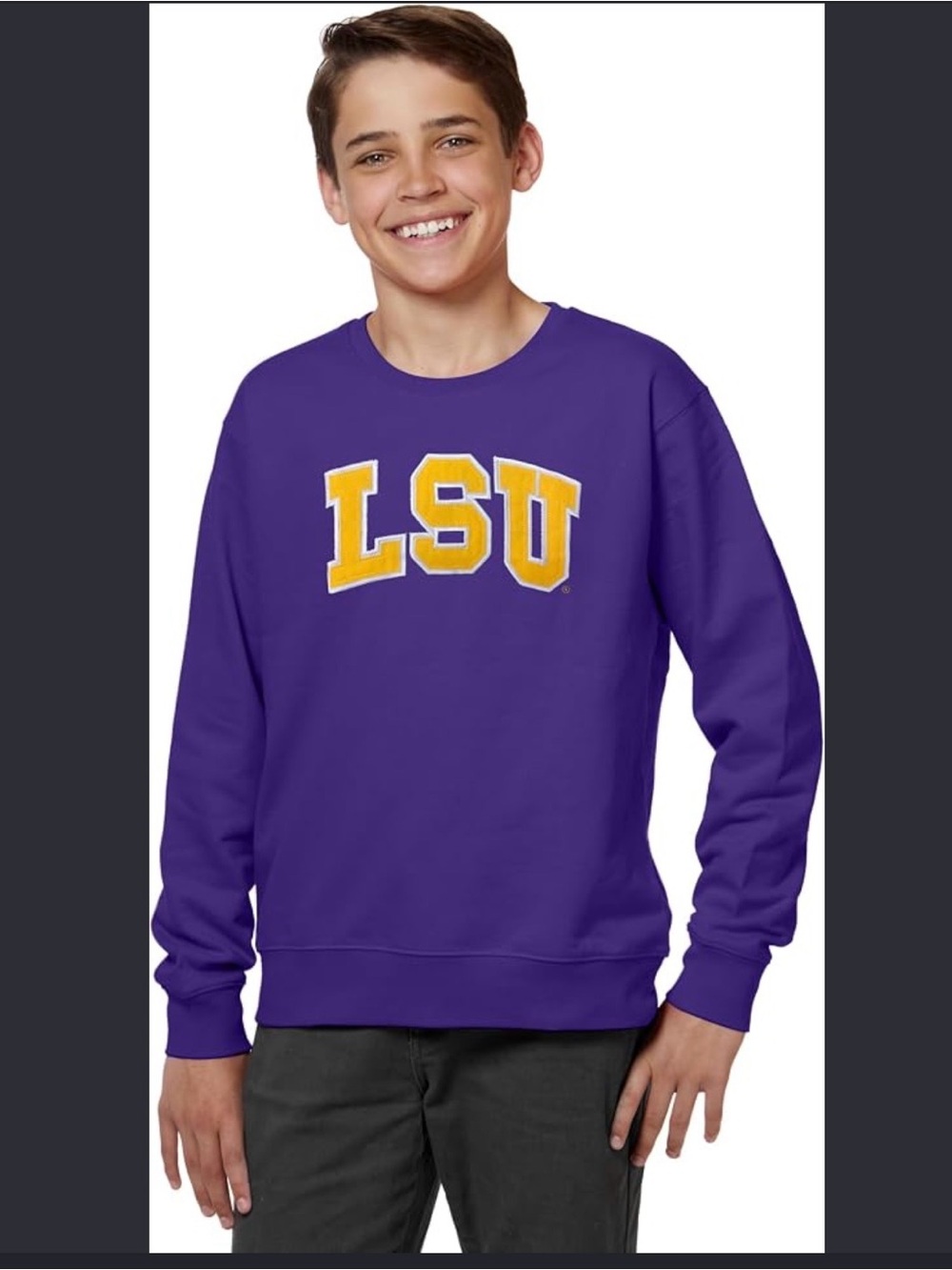 NWT Purple NCAA Crewneck LSU Boys Sweatshirt Size Youth Small